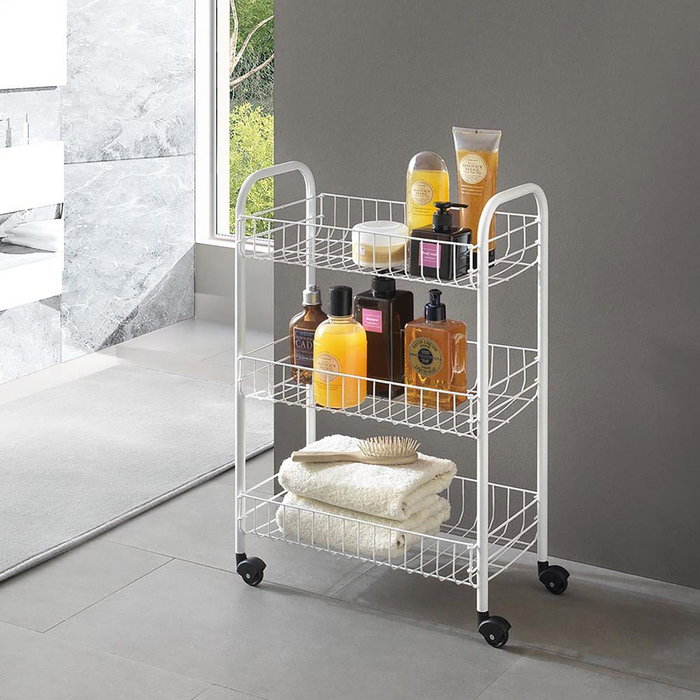 Metaltex Chariot multifonction avec 3 paniers, blanc, 41 x 23 x 63 cm, avec roues