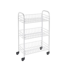 Metaltex Chariot multifonction avec 3 paniers, blanc, 41 x 23 x 63 cm, avec roues