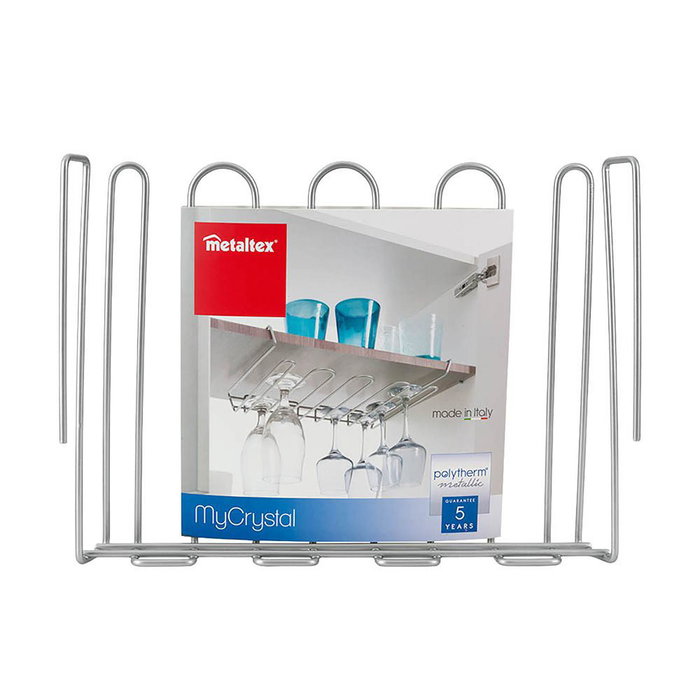 Metaltex my-crystal Porte-verres d'étagère 38 x 26 x 7 cm pour 12/16 verres, polytherm metallic
