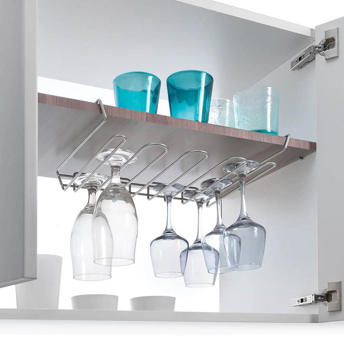 Metaltex my-crystal Porte-verres d'étagère 38 x 26 x 7 cm pour 12/16 verres, polytherm metallic