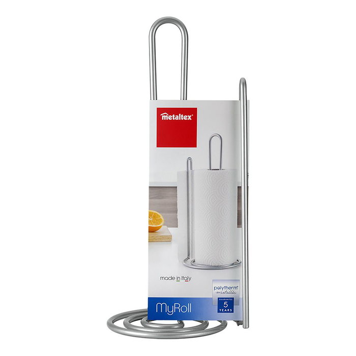 Metaltex My-roll distributeur d'essuie-tout métallique Ø15 x 32 cm recouvert de polythène