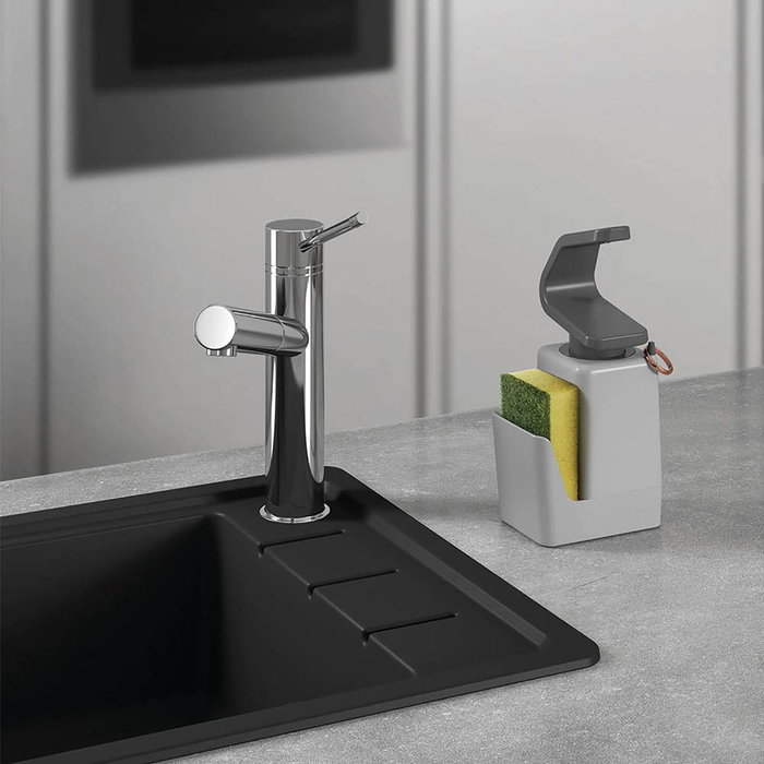 Metaltex Soap-tex Distributeur de savon avec éponge 11 x 8 x 22 cm gris ABS