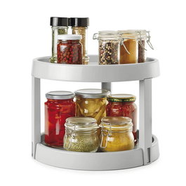 Metaltex Organisateur rotatif 2 niveaux Ø 28 x 21 cm Gris pour cuisine et salle de bain