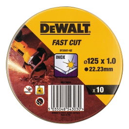 Dewalt Lot de 10 disques de coupe acier inox ø125 x 1,0 x 22,23 mm Dt3507 - qz