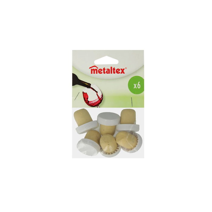 Metaltex Bouchons de liège avec tête en plastique, couleurs assorties, 6 pièces