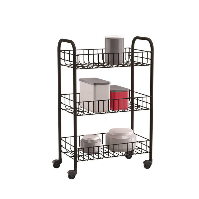 Chariot de Cuisine Metaltex Siena Noir 3 Etagères fils de fer (63 x 41 x 23 cm) Chariot de Cuisine Metaltex Siena Noir 3 Etagères fils de fer (63 x 41 x 23 cm)