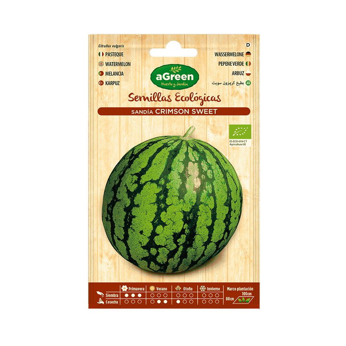 Agreen Sachet de graines bio de pastèque Crimson Sweet Agreen Sachet de graines bio de pastèque Crimson Sweet