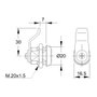 Ifam 111 c Serrure en acier nickelé avec languette courbe de 30 mm et 2 clés