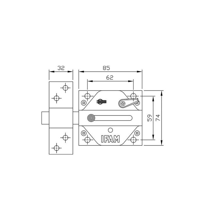 Ifam Cerrojo CS88SC Verrou finition chrome satiné avec pal carrée 17 mm 4 tours