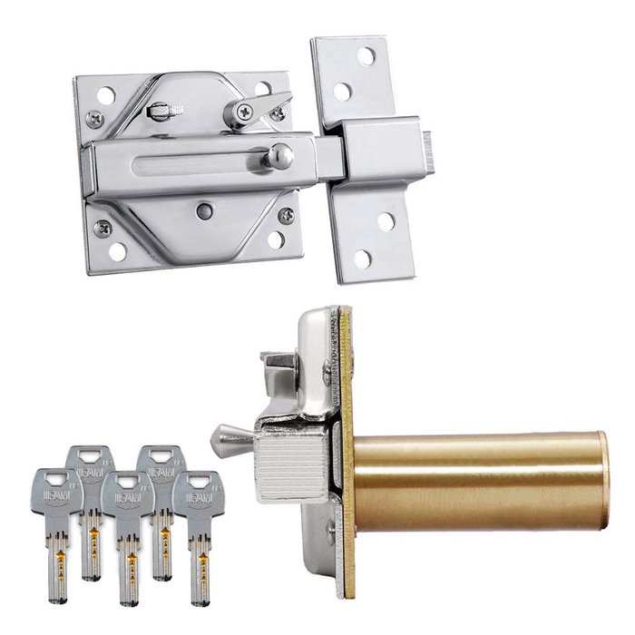 Ifam CS88SC M50 Verrou de sécurité chromé satiné - cylindre 50mm avec 5 clés de sécurité Ifam CS88SC M50 Verrou de sécurité chromé satiné - cylindre 50mm avec 5 clés de sécurité