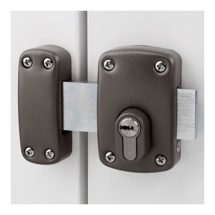 Ifam X5 gris foncé acier chromé – Verrou de porte 2 tours, palier 110mm, sans cylindre Ifam X5 gris foncé acier chromé – Verrou de porte 2 tours, palier 110mm, sans cylindre