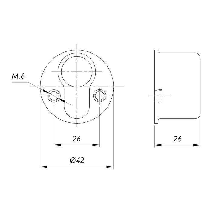 Ifam Bouclier de serrure noir en acier Ø 42 x 26 mm