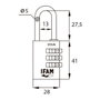 Ifam Combi30 Yellow Cadenas à cadenas jaune 30mm avec combinaison arceau en acier chromé