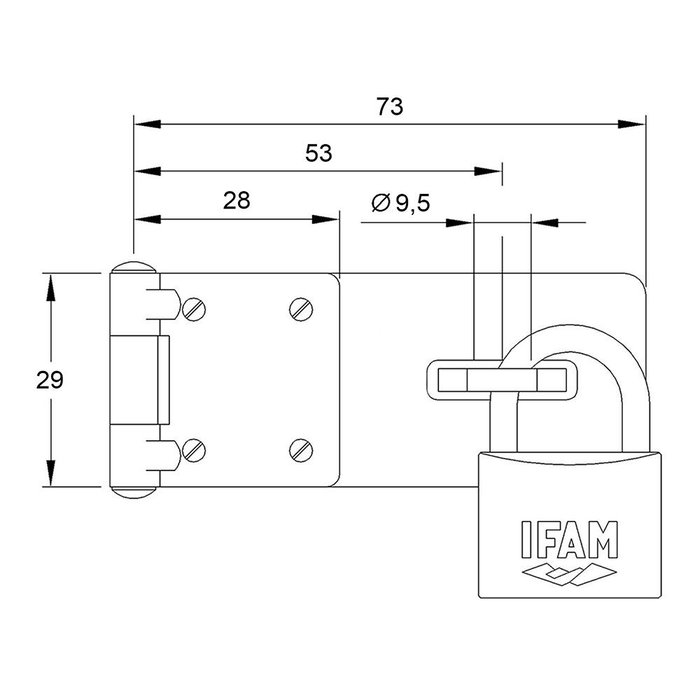 Ifam Pc410 Porte-cadenas Acier 73x29mm Ø9,5mm