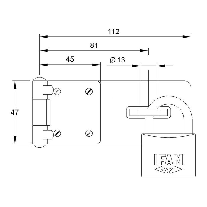 Ifam Porte-cadenas PC420 Acier 112x47mm ø13mm