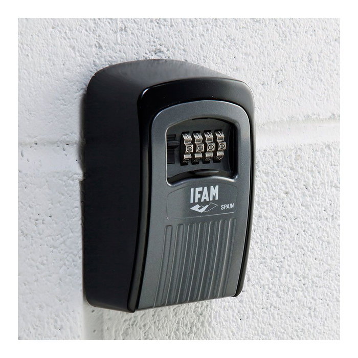 Ifam G1 Coffre-fort mural en alliage d'aluminium noir : boîte à clés avec serrure à combinaison Ifam G1 Coffre-fort mural en alliage d'aluminium noir : boîte à clés avec serrure à combinaison