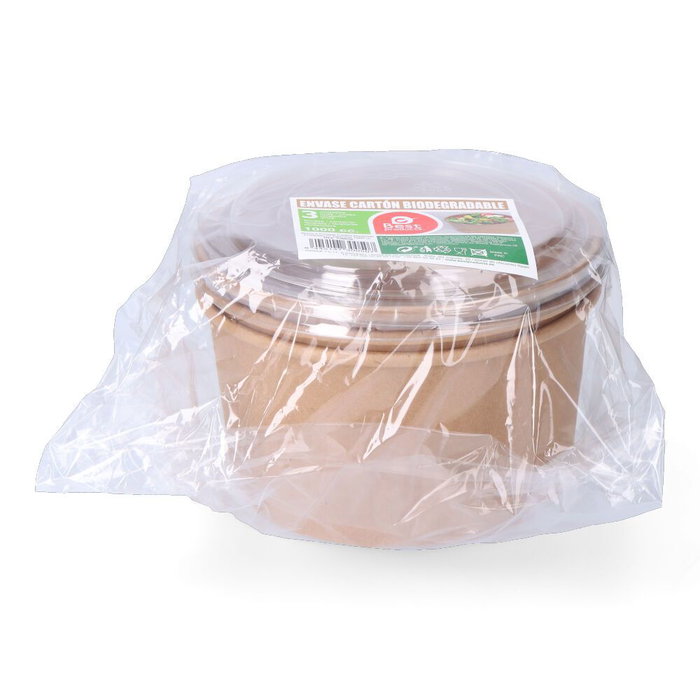 Best Products Contenant rond en carton avec couvercle 1000 cc, 3 unités