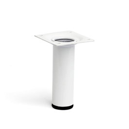 Rei 401g Pied cylindrique en acier blanc Ø30 x 100 mm pour meuble fixation vissée