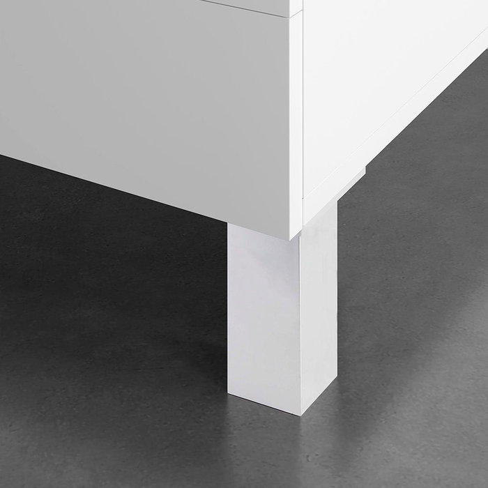 Rei 972 Pied carré en ABS finition aluminium 42 x 42 x 150 mm pour meuble bas