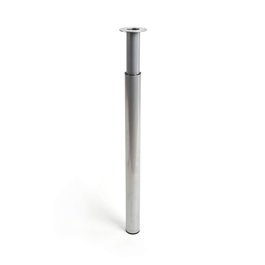 Rei 406e Pied extensible cylindrique en acier avec finition aluminium Ø60 x 710/1100 mm pour tables et plans de travail
