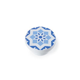 Rei e242 Bouton de meuble en bois hêtre, finition bleu, Ø38 mm, lot de 4
