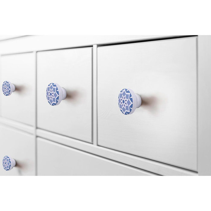 Rei e242 Bouton de meuble en bois hêtre, finition bleu, Ø38 mm, lot de 4 Rei e242 Bouton de meuble en bois hêtre, finition bleu, Ø38 mm, lot de 4