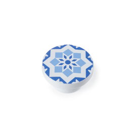 Rei Pommeau pour meuble e242 en bois de hêtre bleu, Ø 40 x 22 mm, 4 pièces