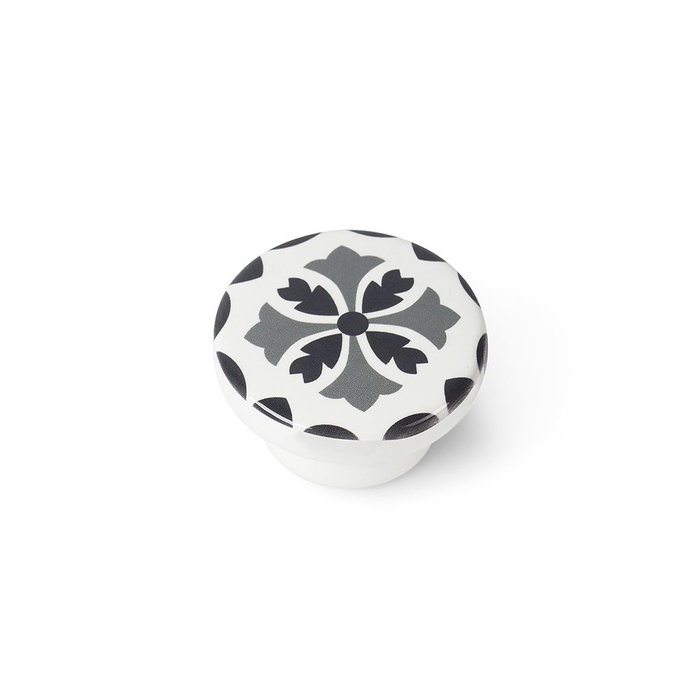 Rei e243 Poignée de meuble en bois, finition grise, diamètre 38 mm, lot de 4