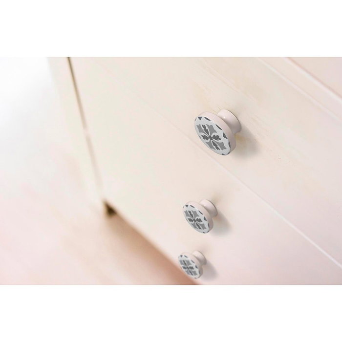 Rei e243 Poignée de meuble en bois, finition grise, diamètre 38 mm, lot de 4