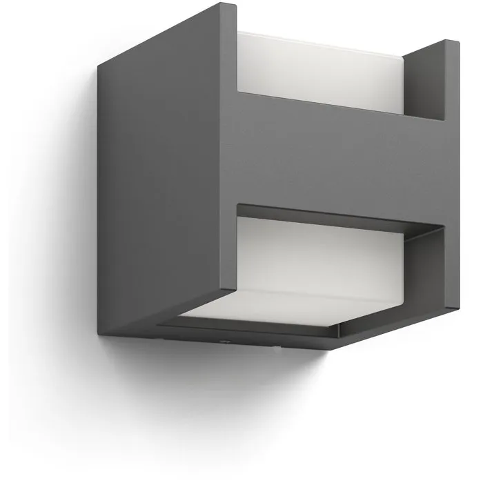 Philips Applique murale LED extérieure Arbour - Lumière blanche chaude, étroite, certifiée IP44, finition anthracite
