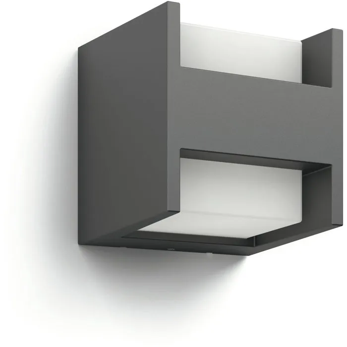 Philips Applique murale LED extérieure Arbour - Lumière blanche chaude, étroite, certifiée IP44, finition anthracite