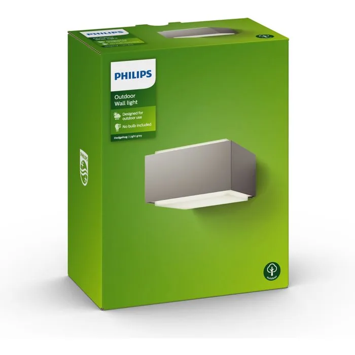 Philips Applique Murale Extérieure avec Détecteur de Mouvement Hérisson Gris IP44 1x42W 230V Ampoule E27 Aluminium