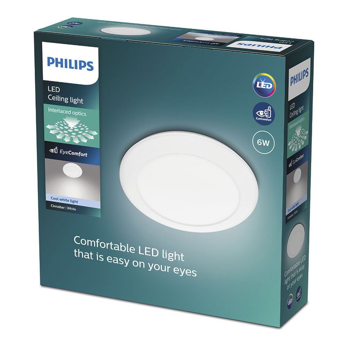 Philips Cinnabar Plafonnier LED Circulaire 17W 4000K 1500lm Ø32 x 7,9cm Blanc Plastique
