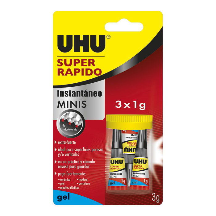 Colle UHU 36527 Minis 1 g Rapide Extra-fort 3 Pièces Colle UHU 36527 Minis 1 g Rapide Extra-fort 3 Pièces