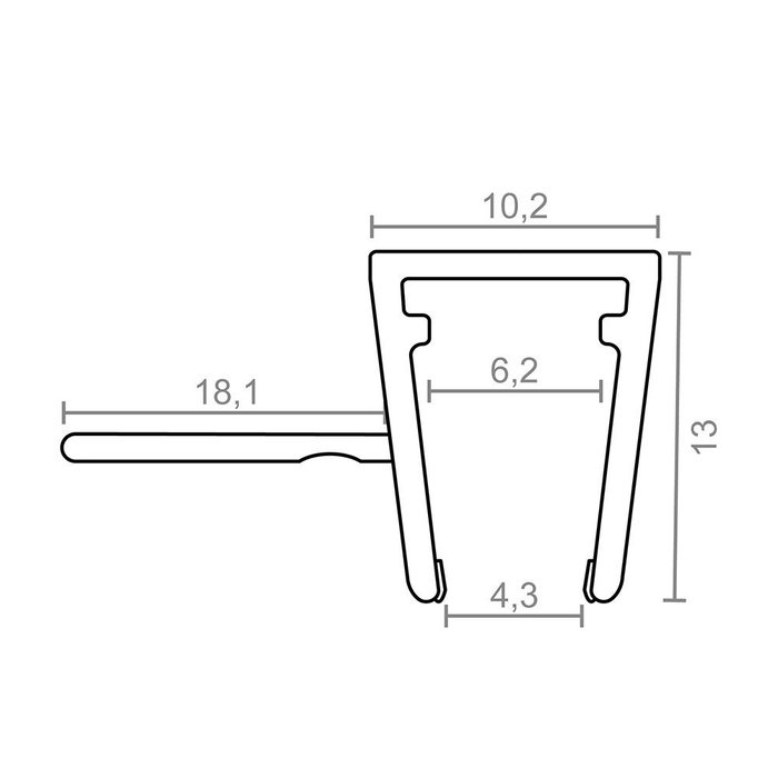 Micel Profil pour paroi de douche avec joint de croisement 18mm - 2m Micel Profil pour paroi de douche avec joint de croisement 18mm - 2m