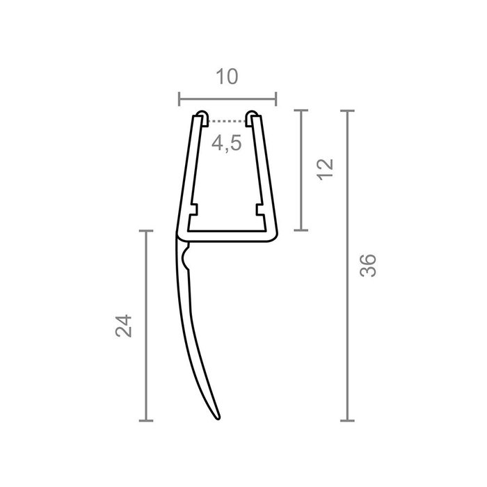 Micel Profil pour paroi de douche avec joint transparent 10,2x36mm 2m