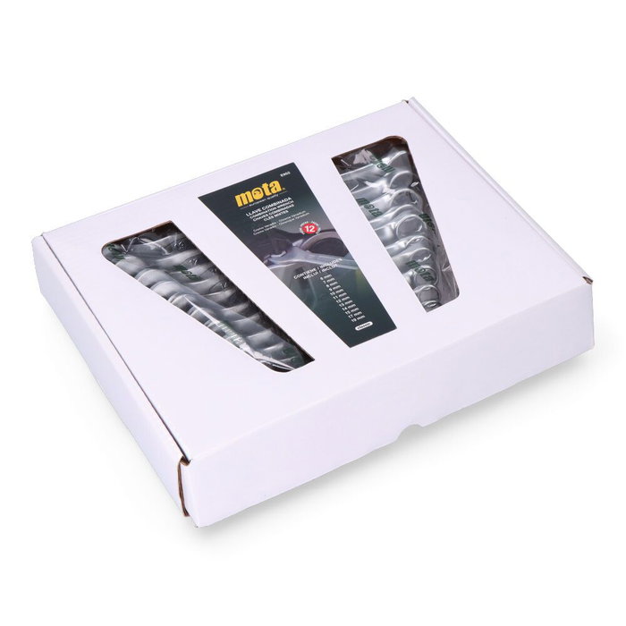 Mota Herramientas E952 Jeu de 12 clés combinées 6 à 19 mm Acier Chrome Vanadium Mota Herramientas E952 Jeu de 12 clés combinées 6 à 19 mm Acier Chrome Vanadium