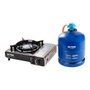Butsir Réchaud Portable 1 Feu MS-2000 Dual - Double Alimentation Cartouche et Bouteille, Allumage Piézoélectrique, Mallette de Transport