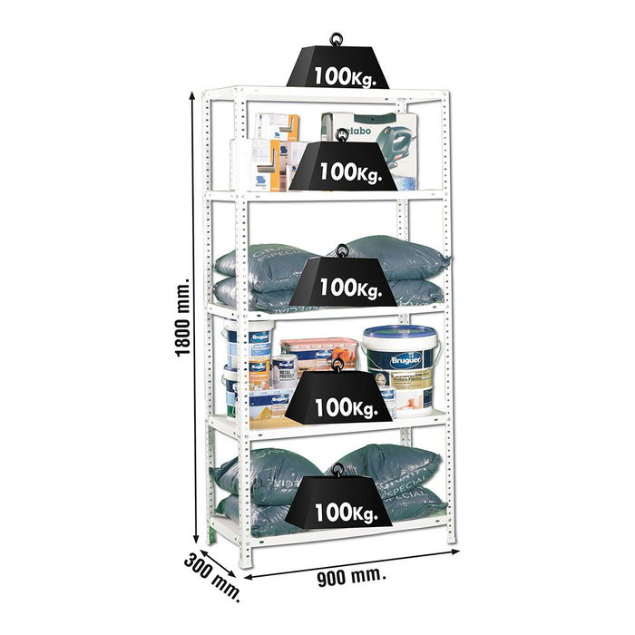 Étagère Simon Rack Comfort 5/300 Métal 5 Etagères 500 kg (180 x 90 x 30 cm)