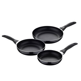 San Ignacio Set 3 Poêles Aluminium Pressé Antiadhésif Navy Black Induction Ø16/Ø20/Ø24 cm