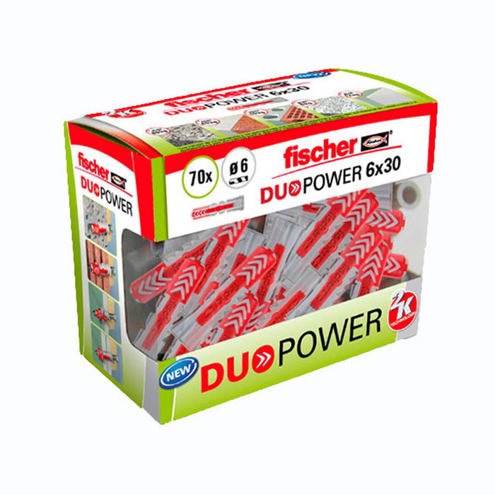 Fischer 536386 Cheville Duopower 6 x 30 mm, Nylon, 70 pièces, pour béton et brique Fischer 536386 Cheville Duopower 6 x 30 mm, Nylon, 70 pièces, pour béton et brique