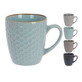 Excellent Houseware Set de 4 tasses à café en grès 200 ml, couleurs assorties, Ø 8 x 9 cm