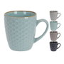 Excellent Houseware Set de 4 tasses à café en grès 200 ml, couleurs assorties, Ø 8 x 9 cm