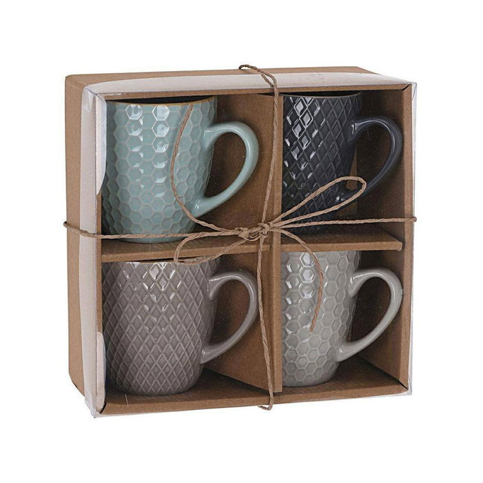 Excellent Houseware Set de 4 tasses à café en grès 200 ml, couleurs assorties, Ø 8 x 9 cm