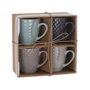 Excellent Houseware Set de 4 tasses à café en grès 200 ml, couleurs assorties, Ø 8 x 9 cm