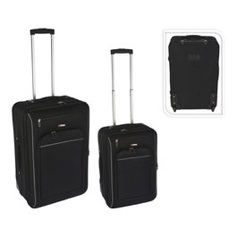 Proworld Set 2 valises de voyage noires en polyester avec tubes aluminium et 2 roues, 36x24x53 et 44x26x63 cm