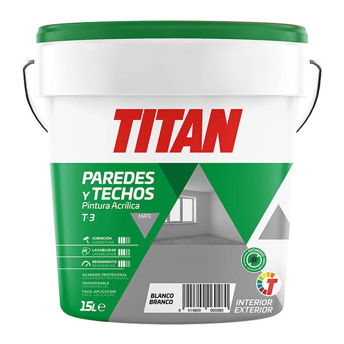 Titan Peinture plastique acrylique blanc mat 15 l Titan Peinture plastique acrylique blanc mat 15 l