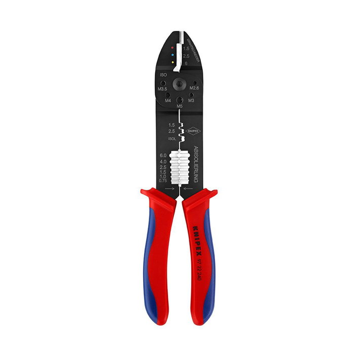 Knipex 9722240SB Alicates à sertir les cosses 240 x 62 x 25 mm, Noir, Rouge, Bleu Knipex 9722240SB Alicates à sertir les cosses 240 x 62 x 25 mm, Noir, Rouge, Bleu