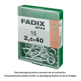 Fadix Hembrilla fermée zincée 2,5 x 40 mm, boîte de 15 unités