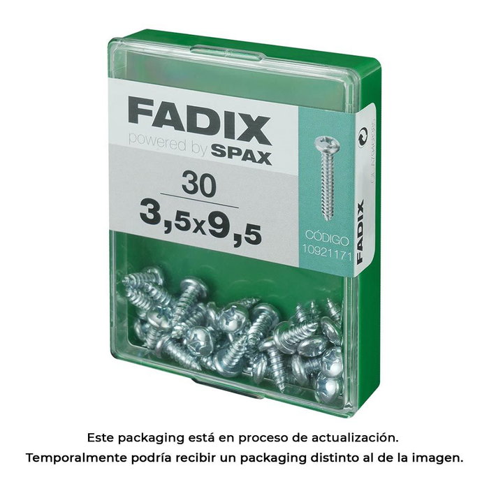Fadix Boîte de 30 vis à tôle 3,5x9,5 mm tête ronde zinguée Fadix Boîte de 30 vis à tôle 3,5x9,5 mm tête ronde zinguée